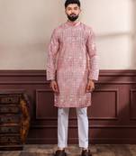 Pink printed ethnic kurta payjama for looks