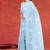 Misty sky blue & ivory white andhra cotton saree with running blouse