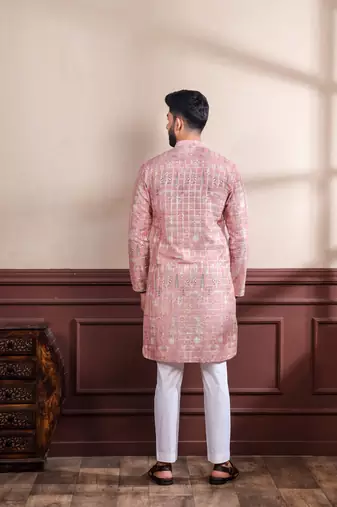 Pink printed ethnic kurta payjama for looks