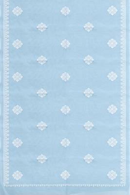 Misty sky blue & ivory white andhra cotton saree with running blouse 5