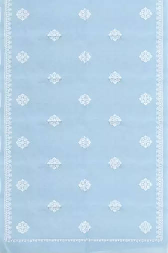 Misty sky blue & ivory white andhra cotton saree with running blouse
