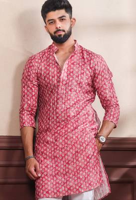 Red printed ethnic kurta payjama for looks 3