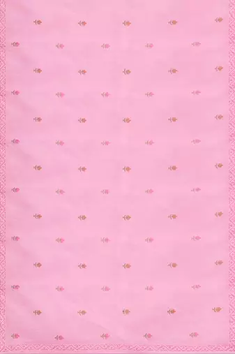Baby/blossom pink & rose gold andhra cotton saree with running blouse