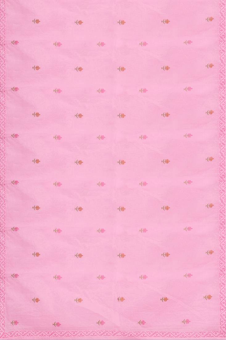 Baby/blossom pink & rose gold andhra cotton saree with running blouse