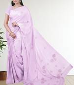 Mauve/orchid blush pink & antique gold andhra cotton saree with running blouse