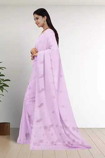 Mauve/orchid blush pink & antique gold andhra cotton saree with running blouse