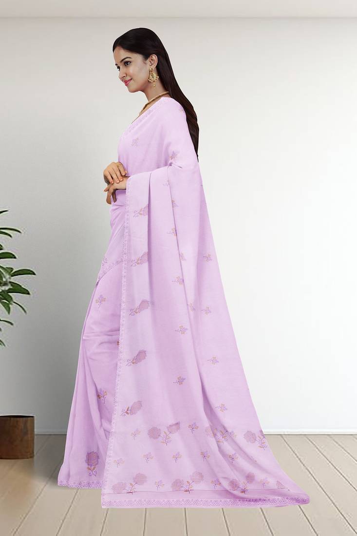 Mauve/orchid blush pink & antique gold andhra cotton saree with running blouse