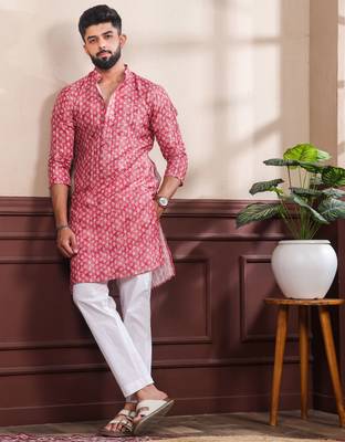 Red printed ethnic kurta payjama for looks 5