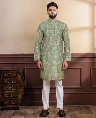 Pista printed ethnic kurta payjama for looks 1