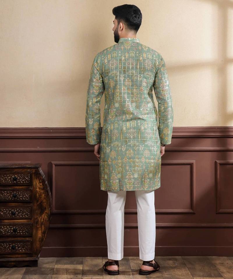 Pista printed ethnic kurta payjama for looks