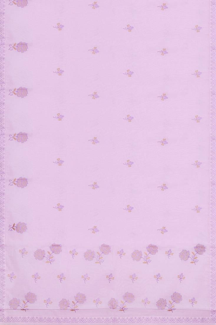 Mauve/orchid blush pink & antique gold andhra cotton saree with running blouse