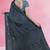Charcoal grey & jet black south cotton saree with running blouse