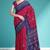 Raspberry/magenta pink & indigo blue south cotton saree with running blouse