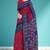 Raspberry/magenta pink & indigo blue south cotton saree with running blouse