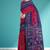 Raspberry/magenta pink & indigo blue south cotton saree with running blouse