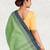 Moss/pista green & charcoal grey bengal tant saree without blouse