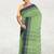 Moss/pista green & charcoal grey bengal tant saree without blouse
