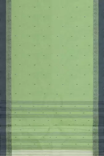 Moss/pista green & charcoal grey bengal tant saree without blouse