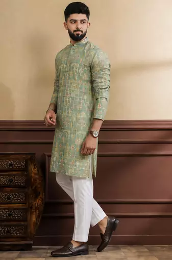 Pista printed ethnic kurta payjama for looks