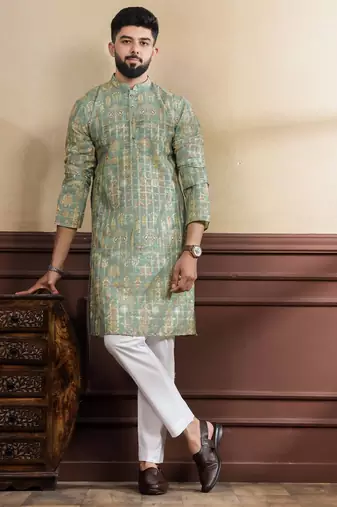 Pista printed ethnic kurta payjama for looks