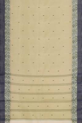 Natural sand brown & slate grey bengal tant saree without blouse 5
