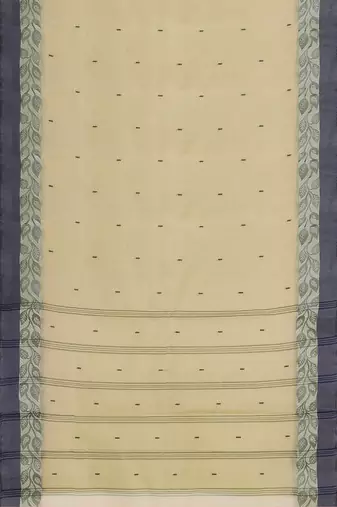 Natural sand brown & slate grey bengal tant saree without blouse