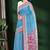 Sky blue & coral pink south cotton saree with running blouse