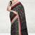 Raven black & natural sand brown south cotton saree with running blouse