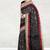 Raven black & natural sand brown south cotton saree with running blouse