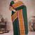 Forest emerald green & mustard brown chettinad cotton saree with running blouse