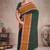 Forest emerald green & mustard brown chettinad cotton saree with running blouse
