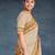 Beige (natural flax) & copper brown chettinad cotton saree with running blouse