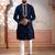 Navy blue embroidered kurta payjama for mens' traditional looks