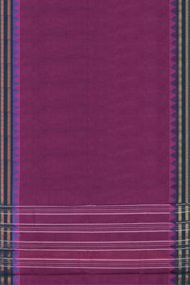 Plum purple & midnight navy blue chettinad cotton saree with running blouse 5