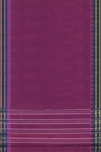 Plum purple & midnight navy blue chettinad cotton saree with running blouse