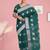 Forest/deep peacock green & antique silver mau silk cotton saree with running blouse