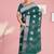 Forest/deep peacock green & antique silver mau silk cotton saree with running blouse