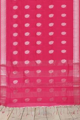 Rani pink & antique silver mau silk cotton saree with running blouse 5