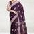 Dark plum & antique silver mau silk cotton saree with running blouse