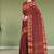 Heritage crimson red & forest green chettinad cotton saree with running blouse