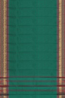 Emerald green & maroon chettinad cotton saree with running blouse 5
