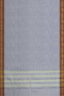 Ash/steel grey & burnished copper brown chettinad cotton saree with running blouse 5