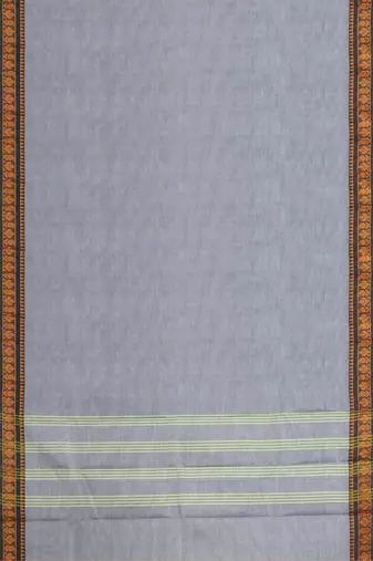 Ash/steel grey & burnished copper brown chettinad cotton saree with running blouse