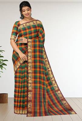 Multicolor chettinad cotton saree with running blouse 1