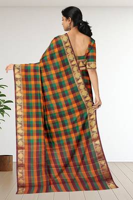 Multicolor chettinad cotton saree with running blouse 3