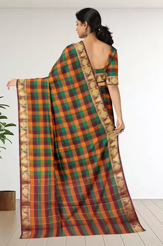 Multicolor chettinad cotton saree with running blouse