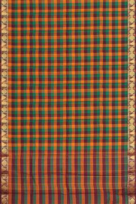 Multicolor chettinad cotton saree with running blouse 5