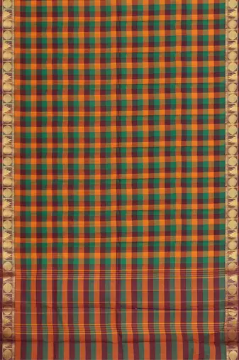 Multicolor chettinad cotton saree with running blouse