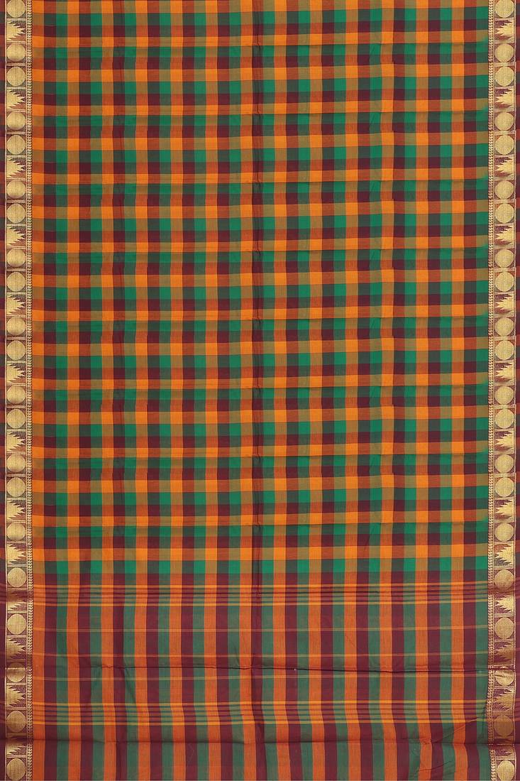 Multicolor chettinad cotton saree with running blouse