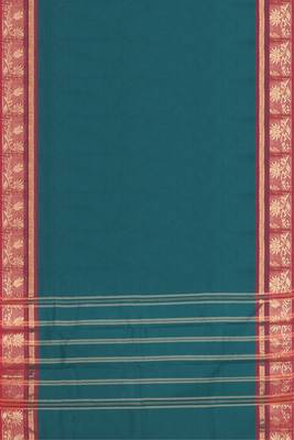 Teal blue & wine maroon chettinad cotton saree with running blouse 5